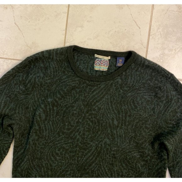 SCOTCH & SODA 100% Merino Wool Sweater XL L Dark Green Geometric Pattern - Picture 9 of 16